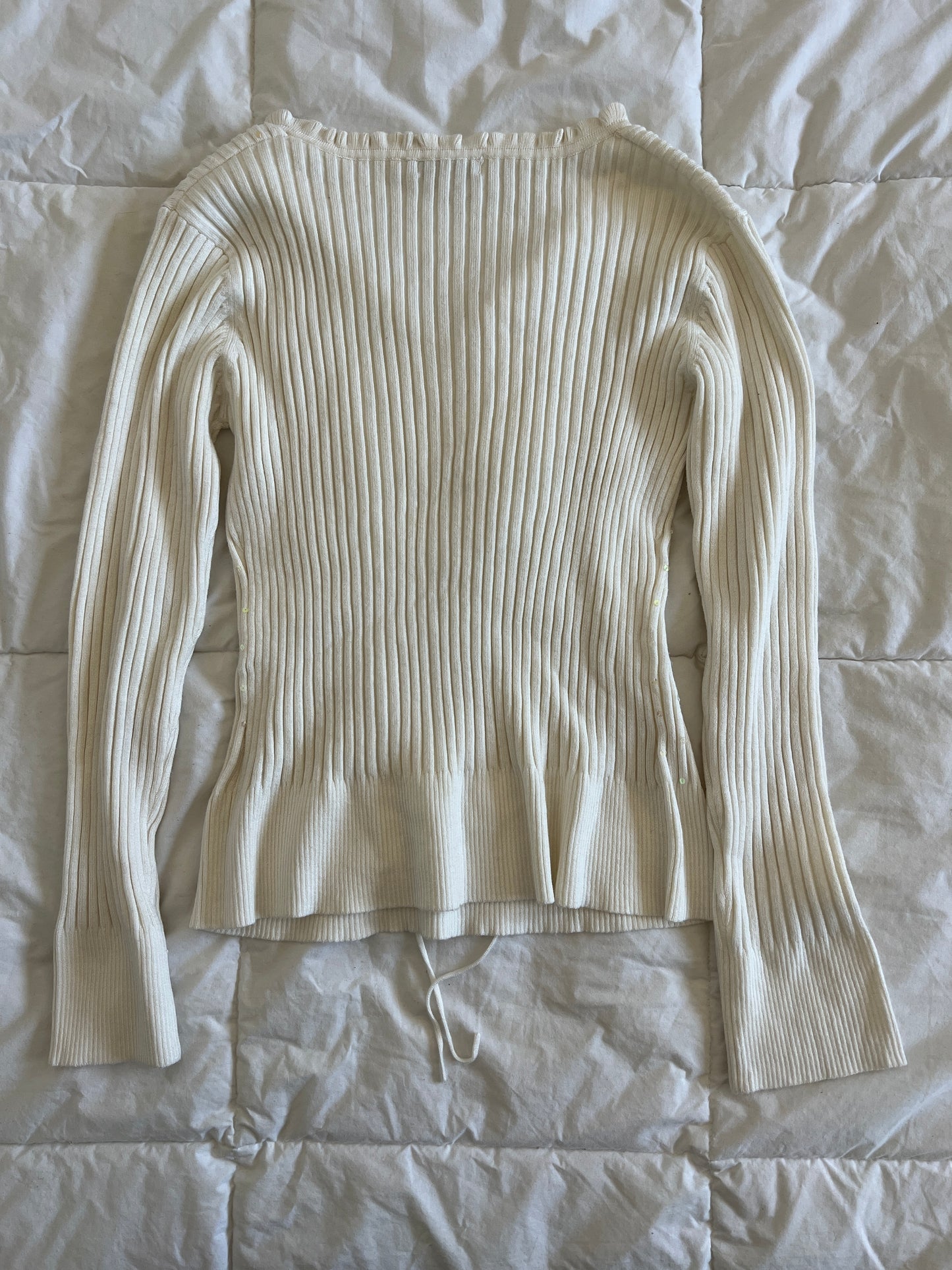 Y2k Sequin White Long Sleeve (m)