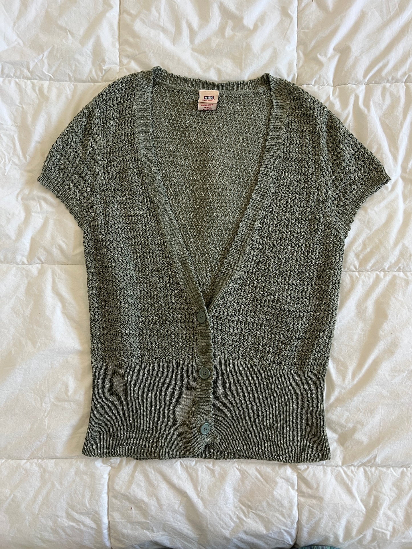 Y2k Green and Gold Knit Top (xl)