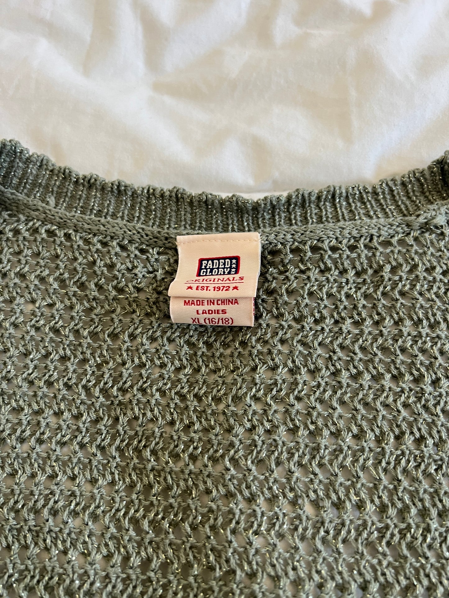Y2k Green and Gold Knit Top (xl)