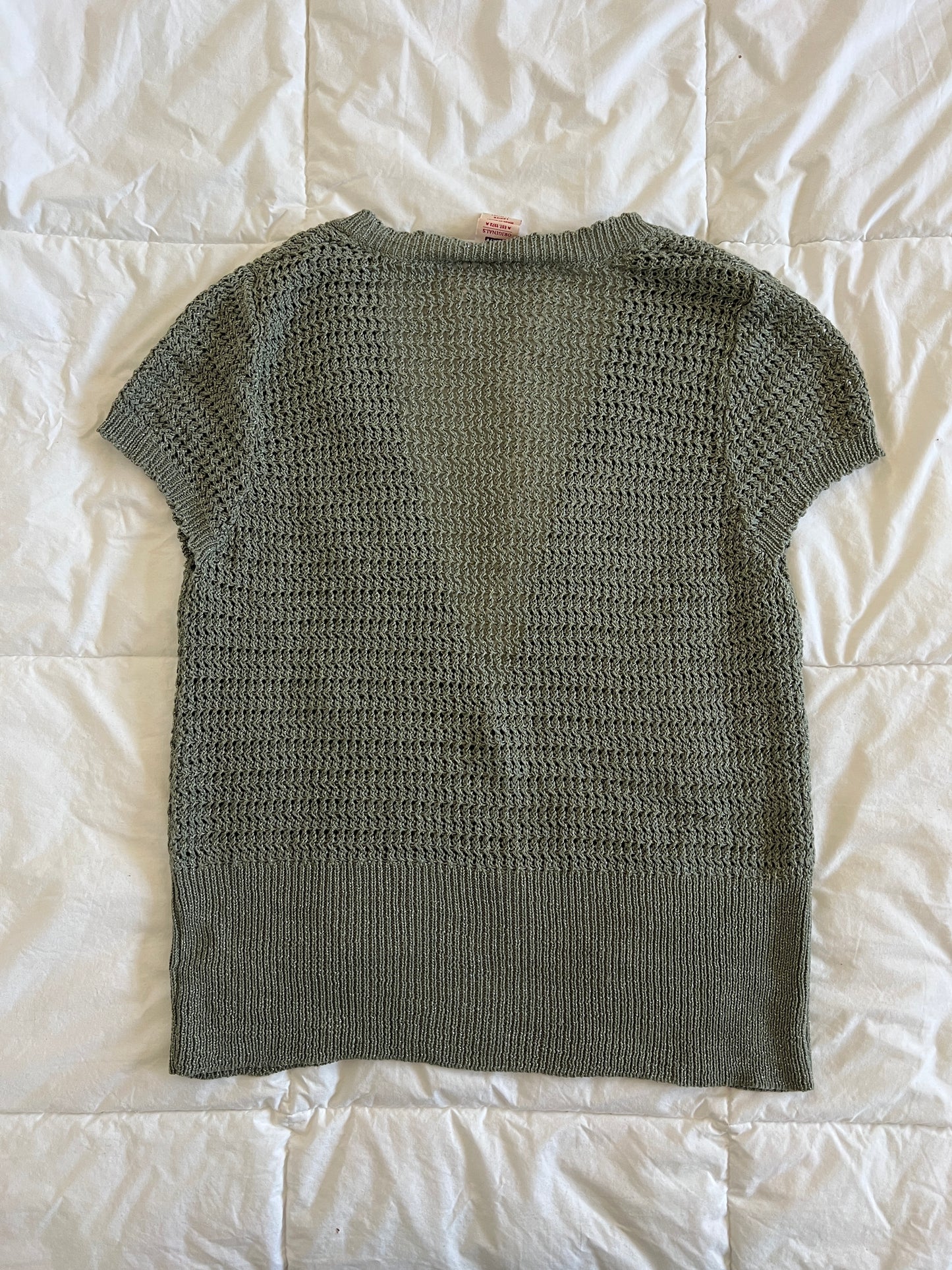 Y2k Green and Gold Knit Top (xl)