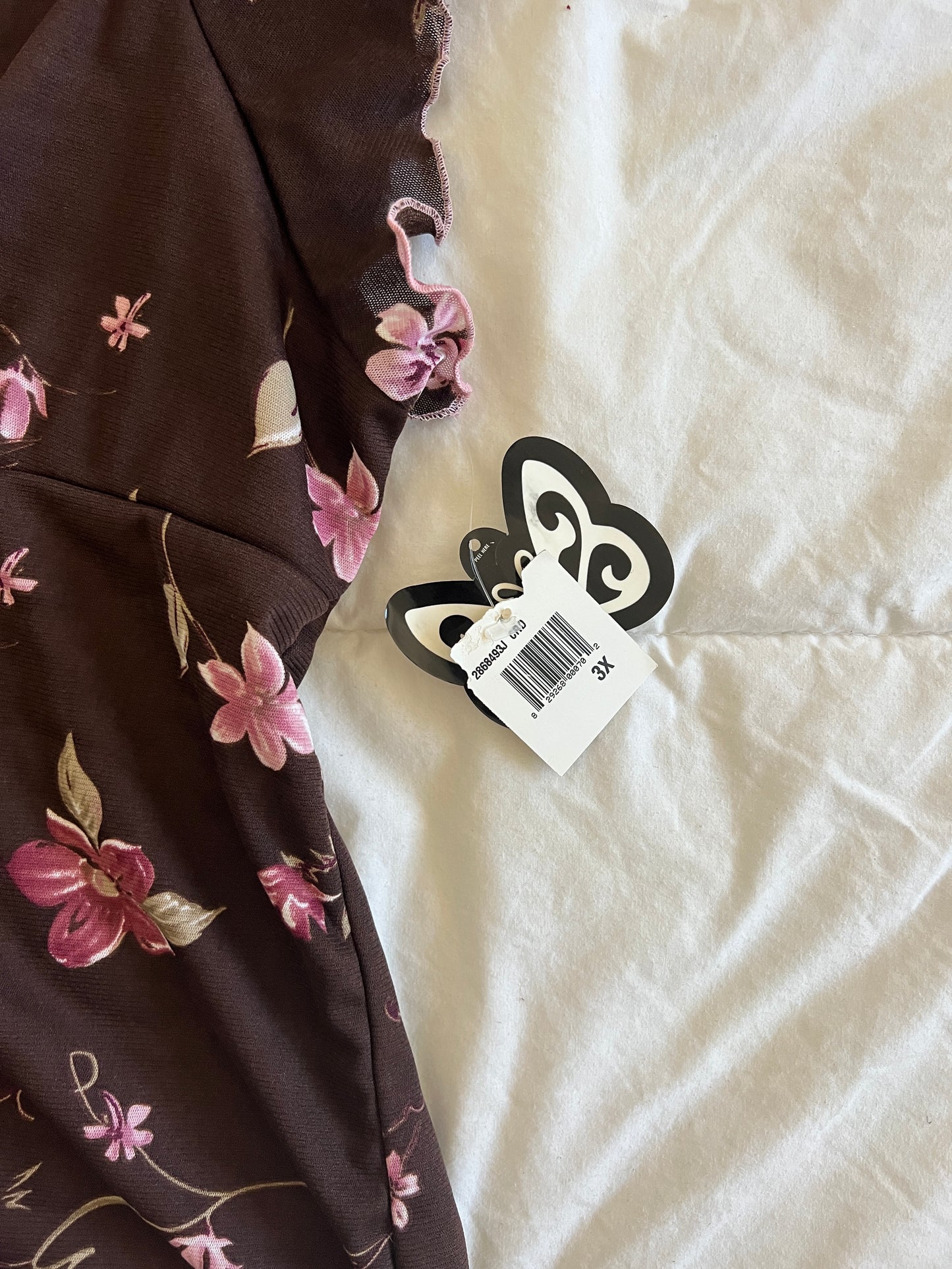 y2k Brown & Pink Floral Blouse (3/4xl)