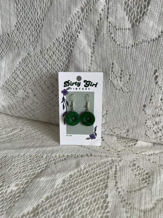 Green LEI Button Earrings