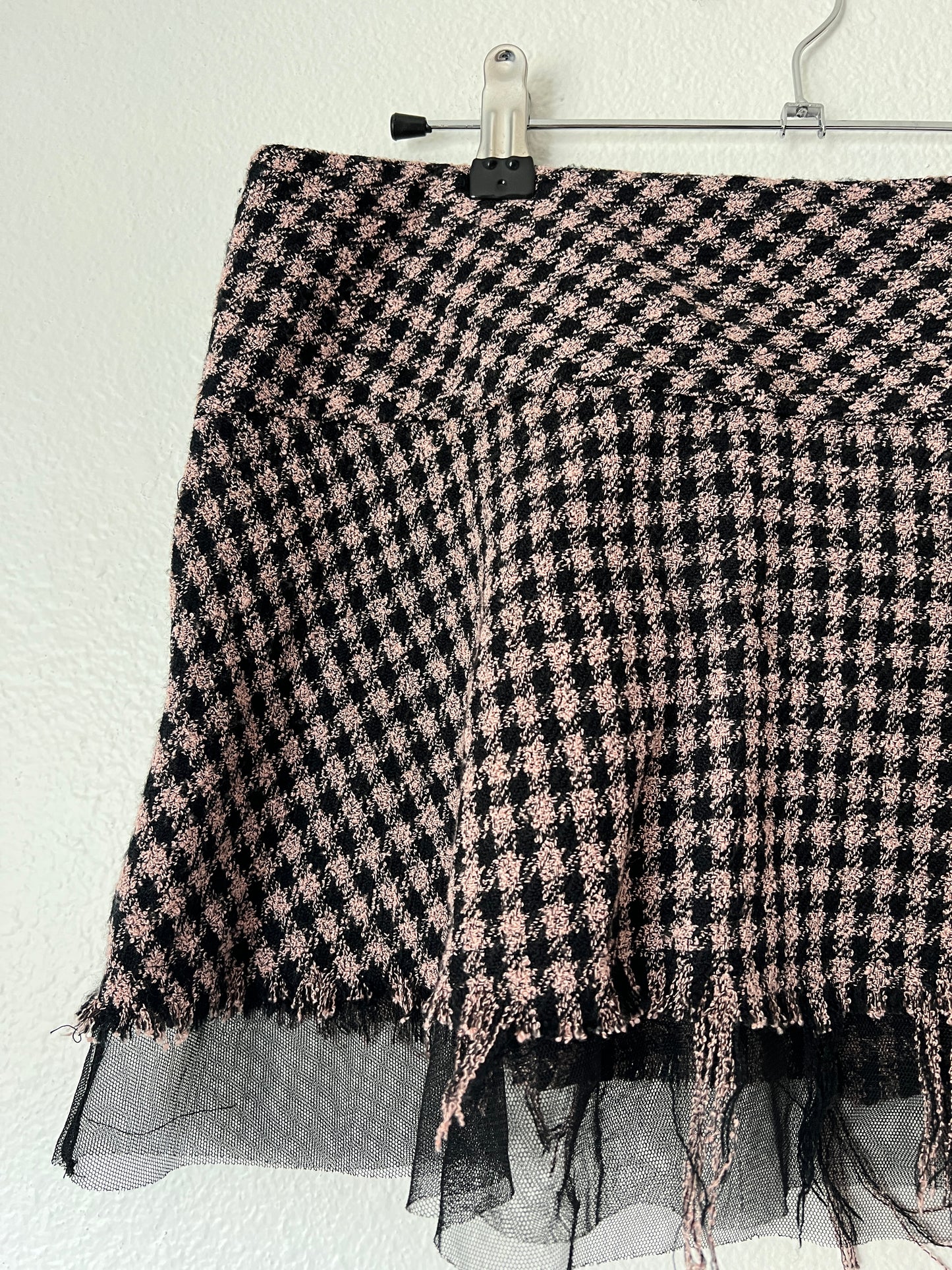 Vintage Pink/Black Plaid Mini Skirt (s/m)