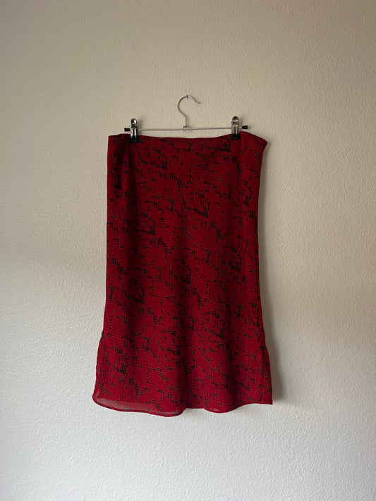 Vintage Red Snake Print Midi Skirt (s/m)