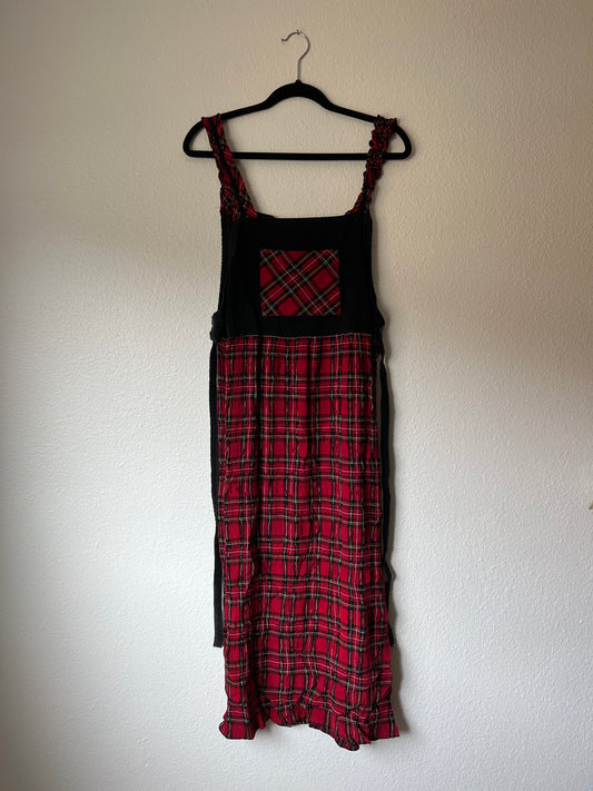 Vintage Plaid Maxi Overall Dress (m)