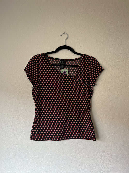 Black/Pink Polka Dot Top (s/m)