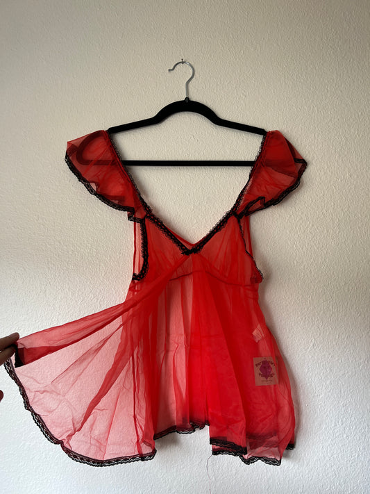 Vintage Fredericks of Hollywood Red Lingerie Top (xs/s/m)