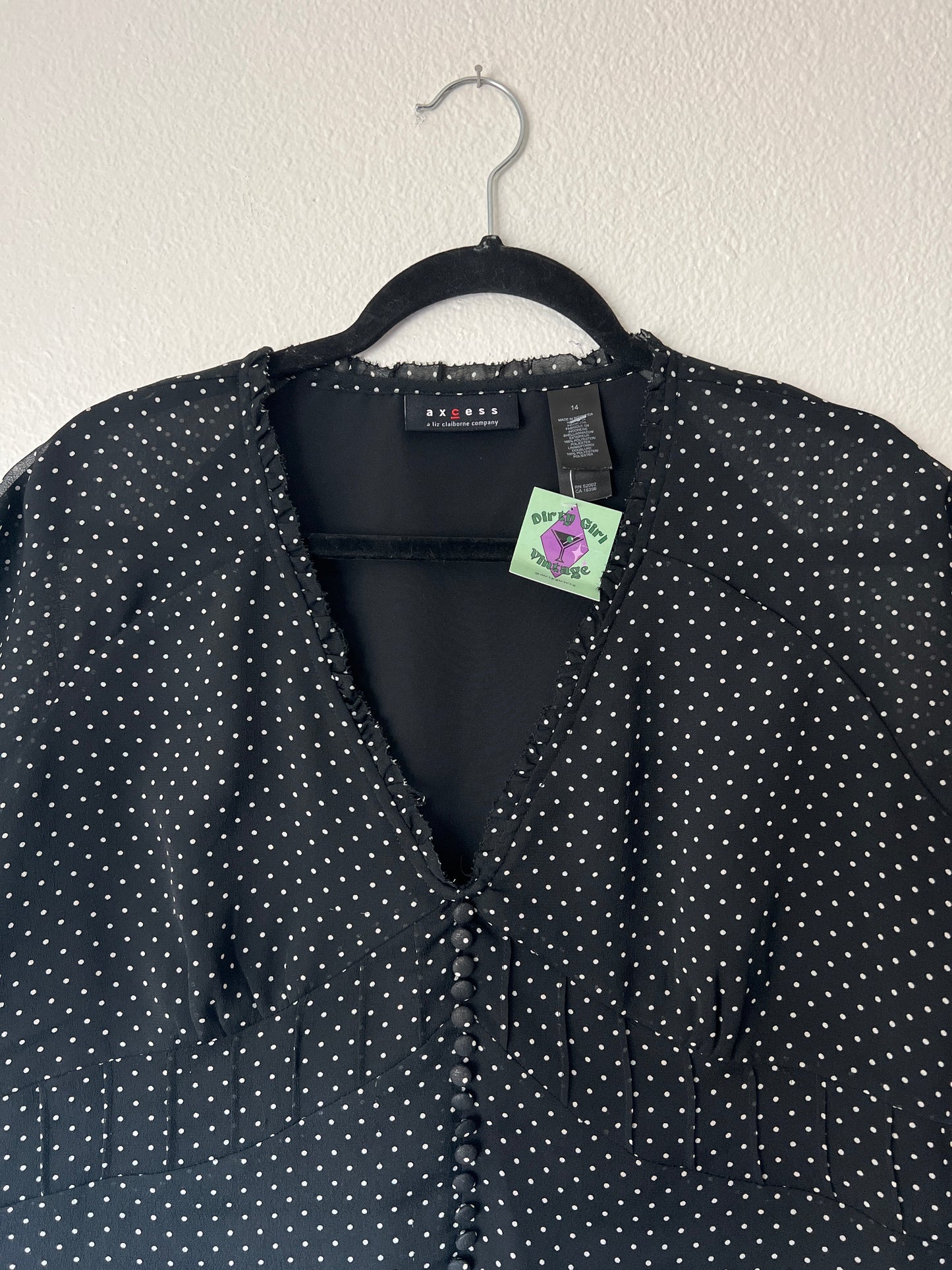 Y2k Polka Dot Blouse (m/l)