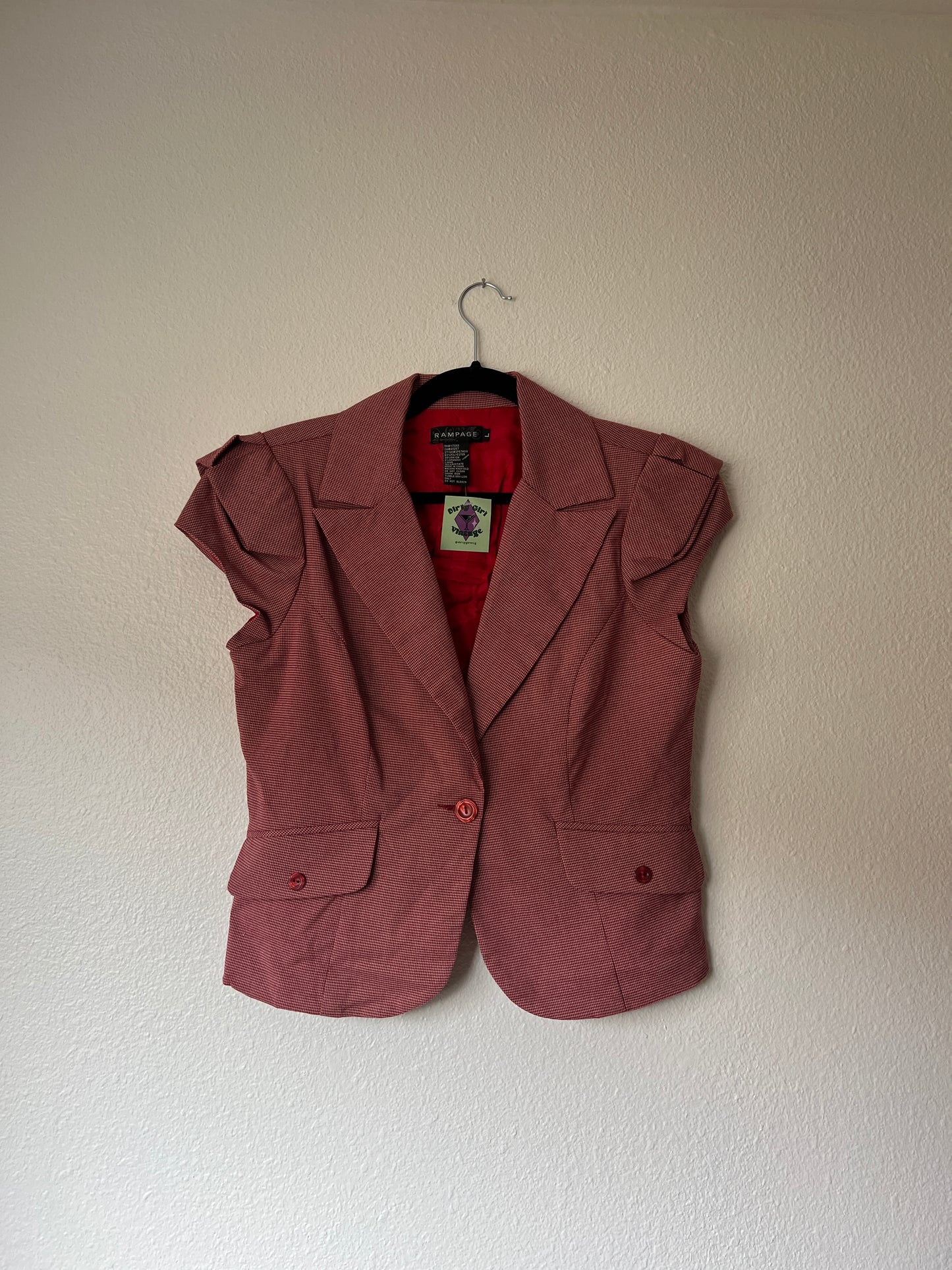 Red Houndstooth Blazer Top (m/l)