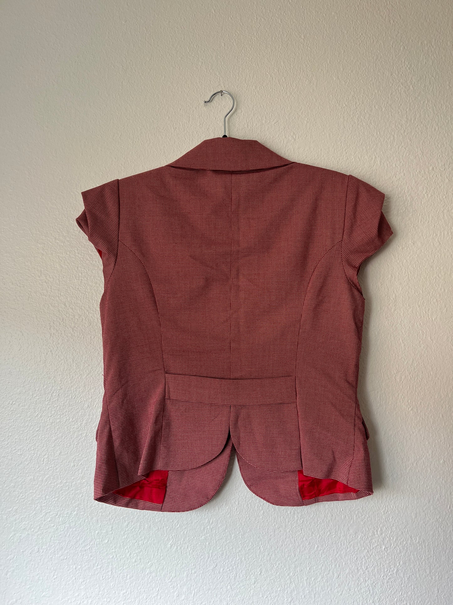 Red Houndstooth Blazer Top (m/l)