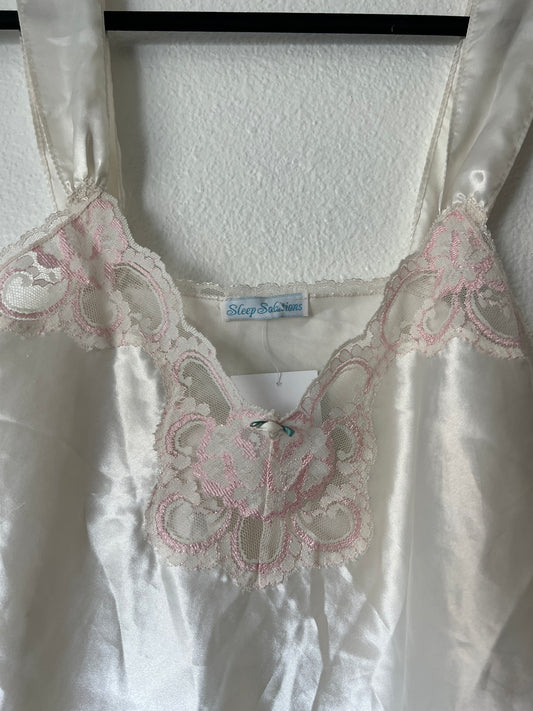 White Lingerie Pink Lace Top (m/l)