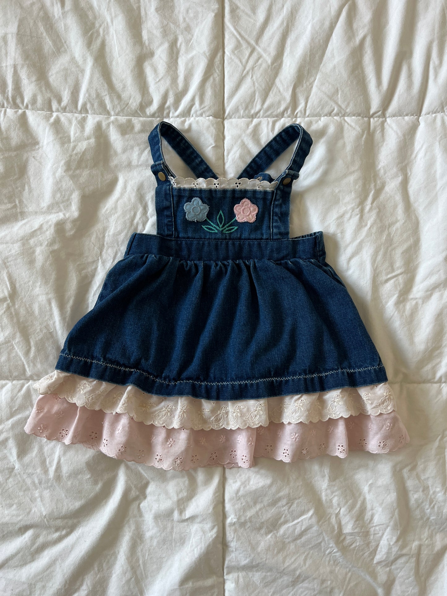 Denim Ribbon Baby Dress (12-24mo)