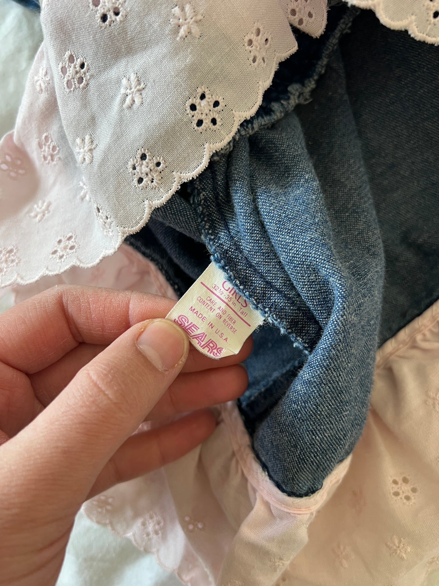 Denim Ribbon Baby Dress (12-24mo)