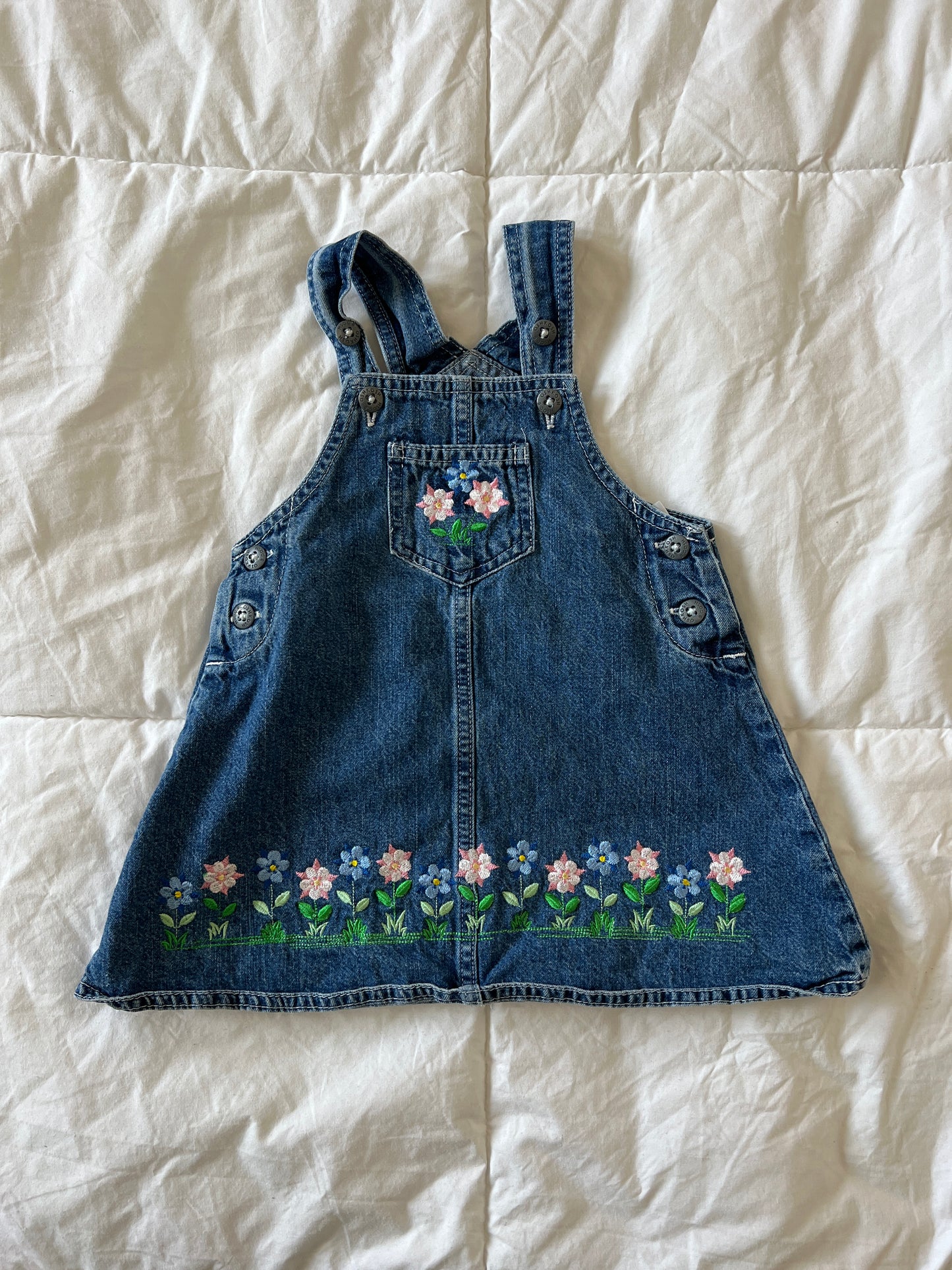 Denim Flower Baby Dress (24mo)